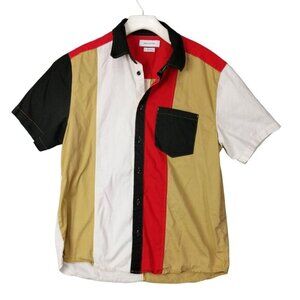 URBAN OUTFITTERS Mens SZ M Color‎ Block 100% Cotton Short Sleeve Neutral 90's